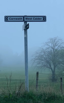 Carnwath/West Calder road sign